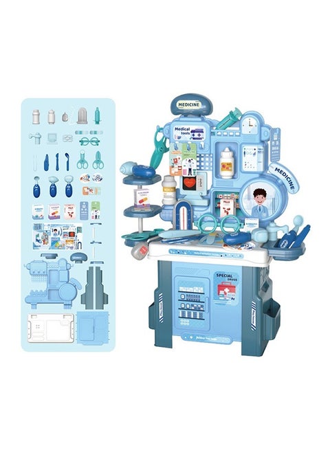 42-Piece Doctor Play Set for Kids (Blue), Pretend Play Medical Kit with Stethoscope & Accessories, Educational Role Play Toys for Children