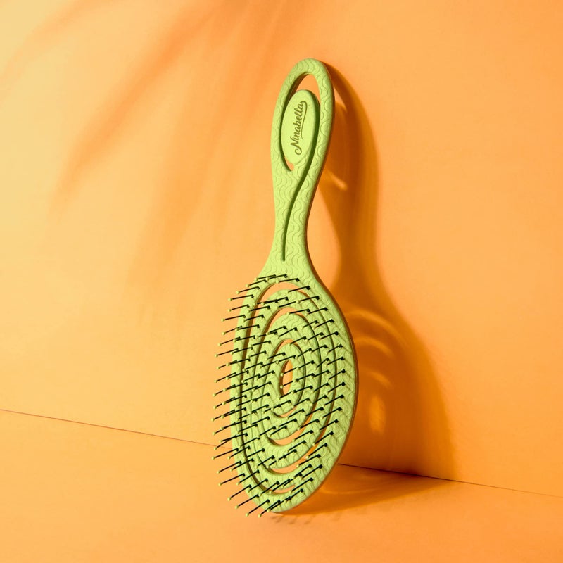 Ninabella Detangle Hair Brush for Women & Men - Does not Pull - Straightening Brushes for Straight & Curly Hair - Unique Spiral Detangling Hairbrush - Lime Green - Image 5