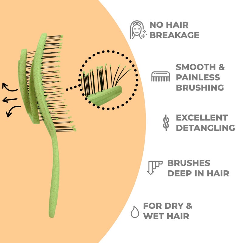 Ninabella Detangle Hair Brush for Women & Men - Does not Pull - Straightening Brushes for Straight & Curly Hair - Unique Spiral Detangling Hairbrush - Lime Green - Image 2