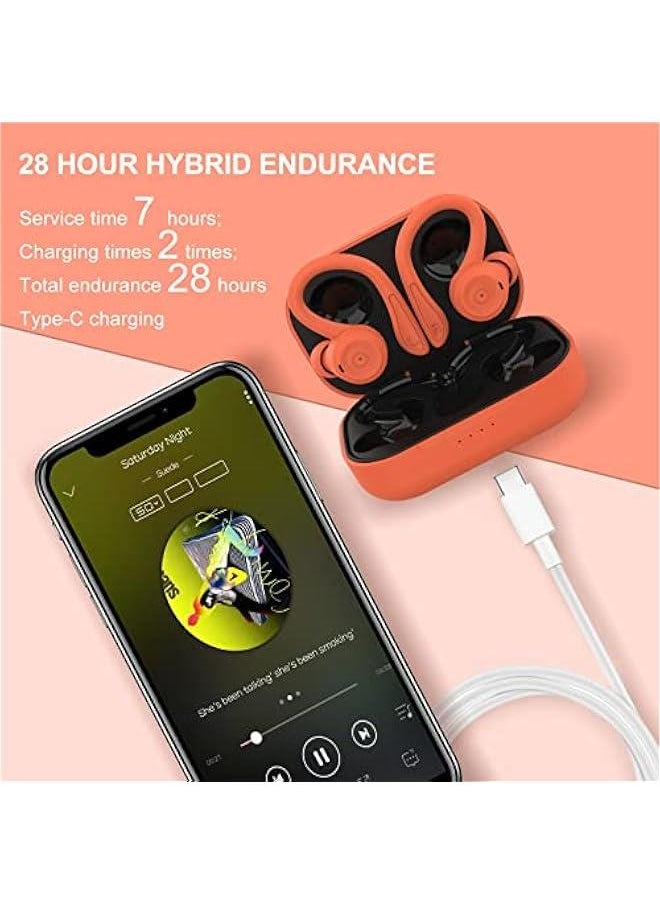 Generic Orange Over Ear Wireless Earbuds with Earhooks Bluetooth Earbuds with Ear Hook Waterproof Running Workout Sport Headphones Ear Buds with Microphone Wrap Around Earbud Earphones for iPhone Android  - Image 3