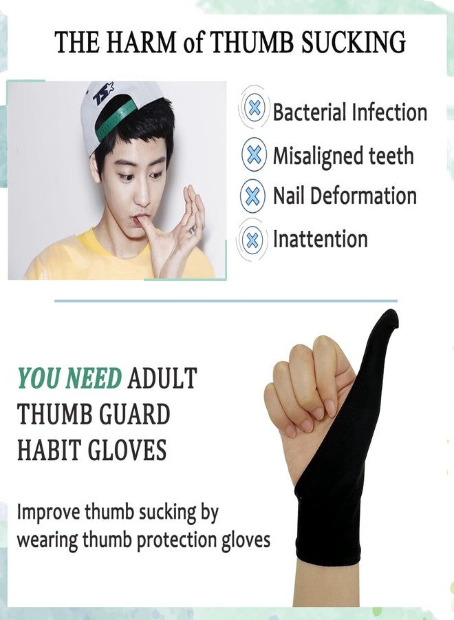 Heyshapeing 2 Pair Adult Thumb Sucking Guard Glove Finger Gloves for Finger Sucking Stop Nail Biting Skin Picking Thumb Suck - Image 3