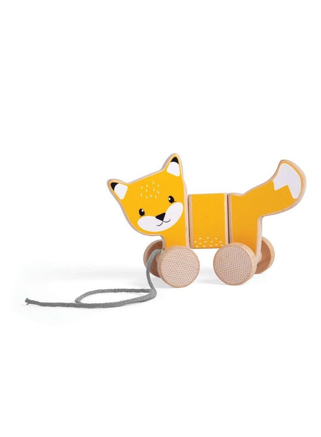 Bigjigs Toys FSC Certified Fox Pull Along Toy - Eco-Friendly Wooden Fox with Grey Pull Cord, Quality Pull Along Toys for 1 Year Olds, Wooden Baby Toys with Non-Toxic Paints & Lacquers - Image 1