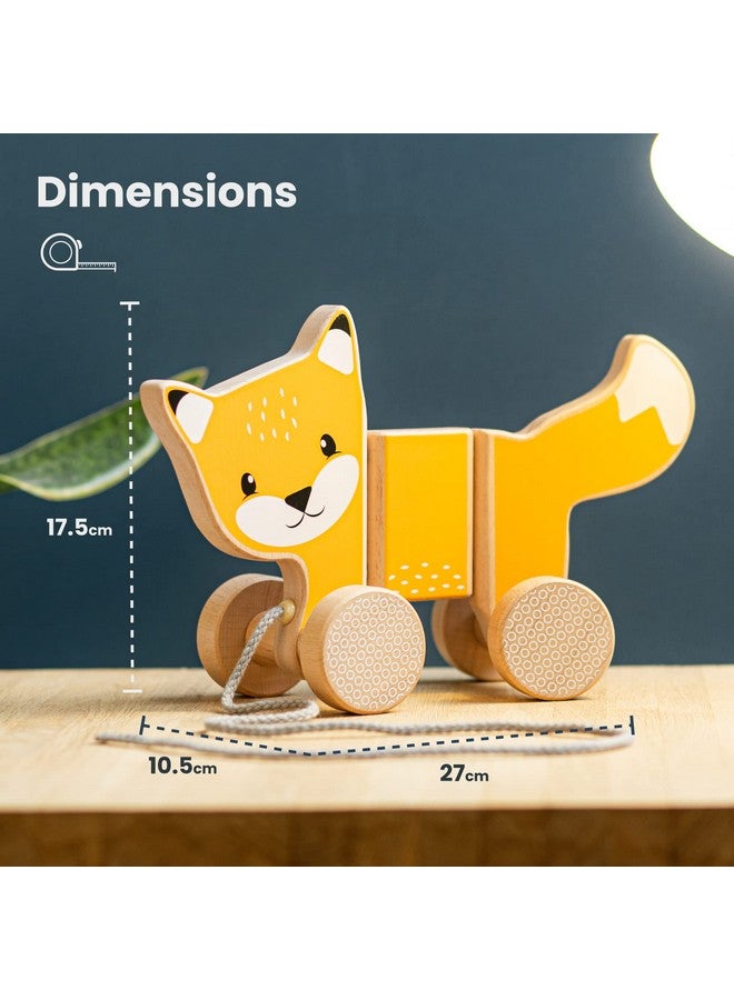 Bigjigs Toys FSC Certified Fox Pull Along Toy - Eco-Friendly Wooden Fox with Grey Pull Cord, Quality Pull Along Toys for 1 Year Olds, Wooden Baby Toys with Non-Toxic Paints & Lacquers - Image 3
