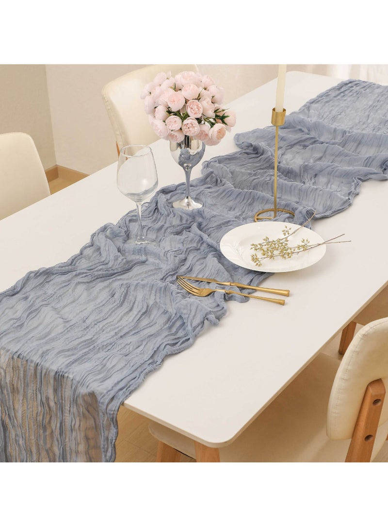 Bukela Cheesecloth Table Runner, 90 x 400 cm Boho Gauze Table Decor, Translucent Tablecloth for Wedding Reception Bridal Shower Party Decoration Table Centerpiece - Image 1