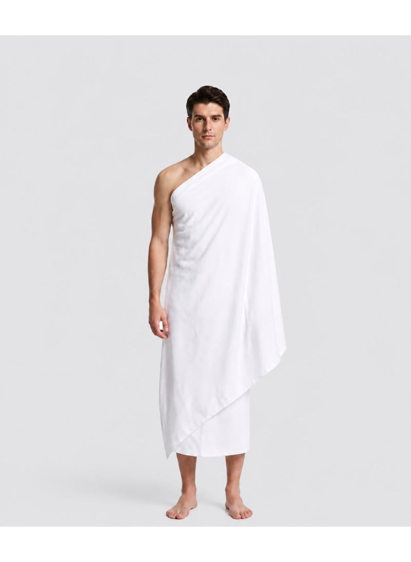 sgcollections Premium 100% Cotton Ihram Set for Men Hajj and Umrah 2 Piece Soft Breathable Non Stitched Pilgrimage Garment White - Image 1