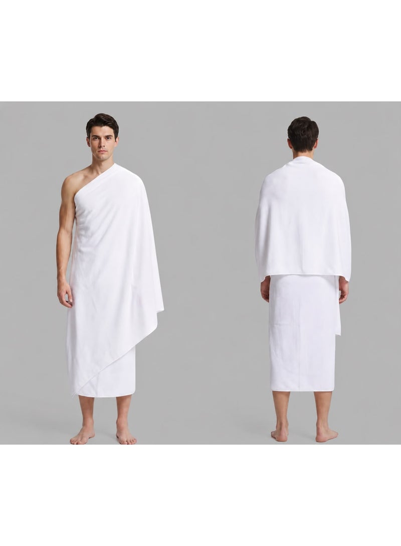 sgcollections Premium 100% Cotton Ihram Set for Men Hajj and Umrah 2 Piece Soft Breathable Non Stitched Pilgrimage Garment White - Image 3