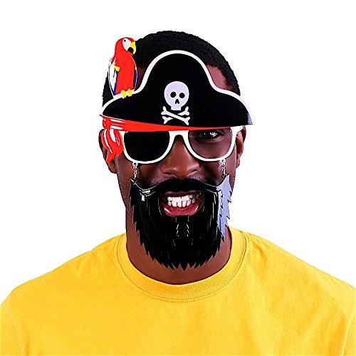 Sun-Staches Pirate Beard Sunglasses, Skull & Crossbones, Parrot, Instant Costume, Party Favors, UV400, one-size (74835) - Image 3