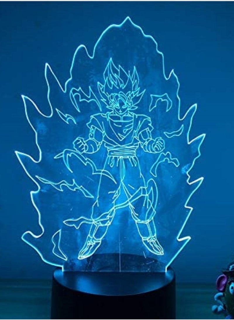 althiqahkey - Dragon Ball Z Goku Super Saiyan Flashing Ver. 3D LED Night Light 7 Colors Touch Optical Illusion Action Figure Lamp Decoration - Image 1