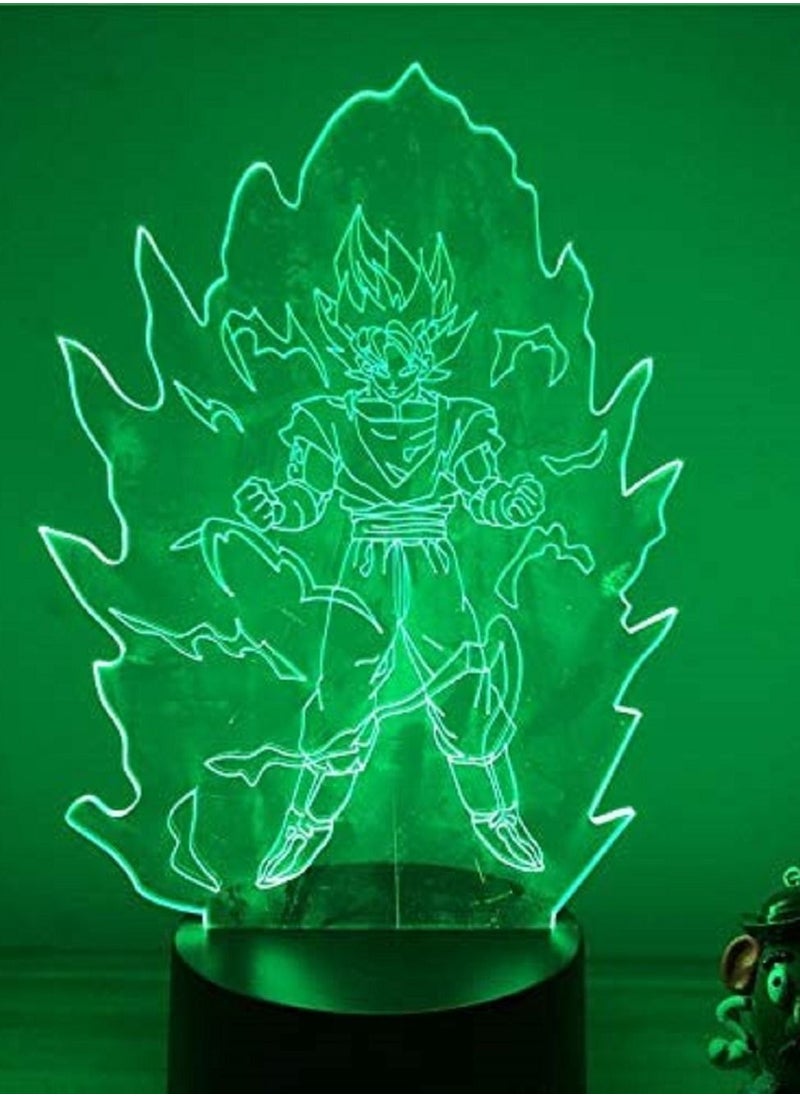althiqahkey - Dragon Ball Z Goku Super Saiyan Flashing Ver. 3D LED Night Light 7 Colors Touch Optical Illusion Action Figure Lamp Decoration - Image 1
