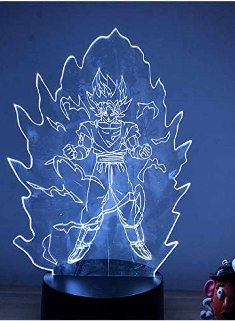 althiqahkey - Dragon Ball Z Goku Super Saiyan Flashing Ver. 3D LED Night Light 7 Colors Touch Optical Illusion Action Figure Lamp Decoration - Image 1