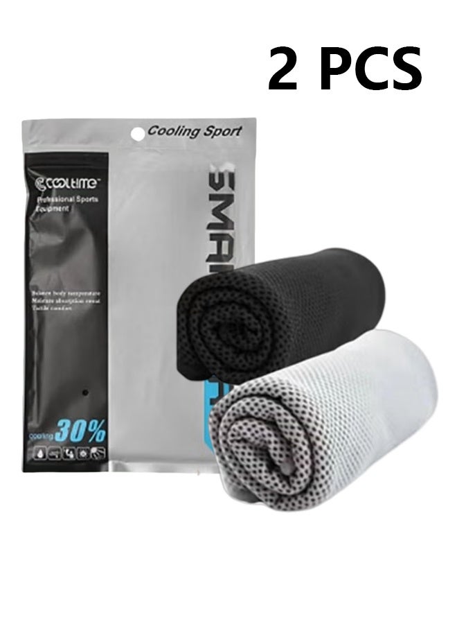 smart pro 2 Pcs Cooling Towel, Cooling Gym Towel Cool And Dry Towel In Summer, Sport Towel Suitable For Bicycle, Yoga, Running, Fitness Enthusiasts 30x100cm, Grey - Image 1