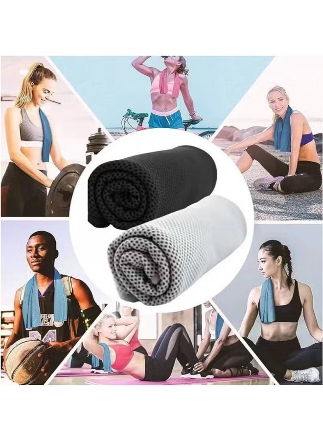smart pro 2 Pcs Cooling Towel, Cooling Gym Towel Cool And Dry Towel In Summer, Sport Towel Suitable For Bicycle, Yoga, Running, Fitness Enthusiasts 30x100cm, Grey - Image 5