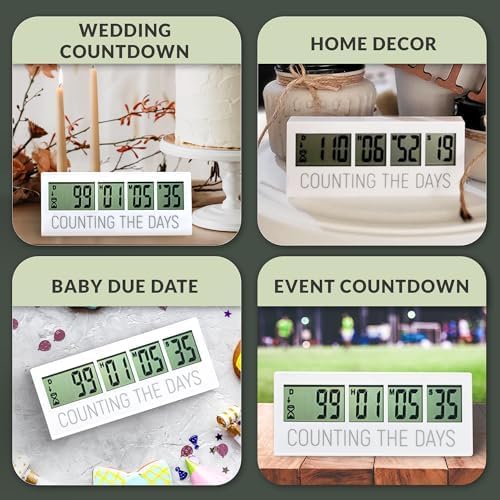 Countables Counting the Days Countdown Clock - Up to 999 Days LCD Digital Timer - Easy to Set & Read Reusable Count Down Timer for Retirement, Wedding, Christmas, Holiday,Baby Due Date,Birthday & More - Image 5