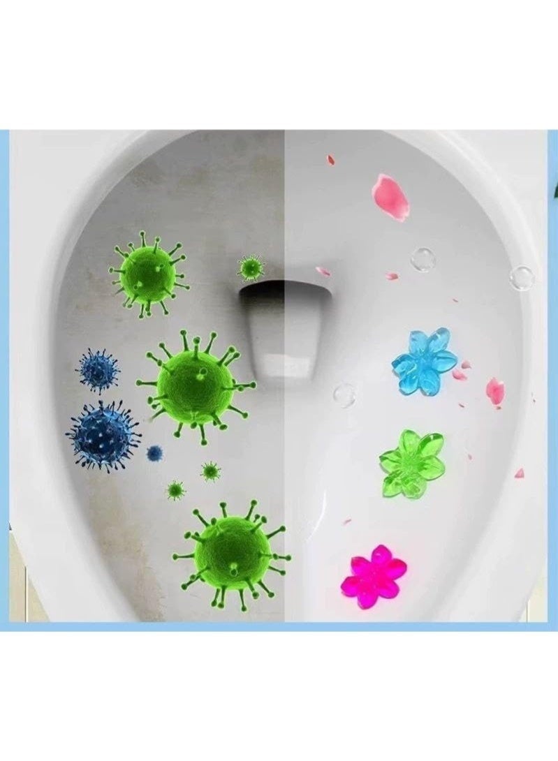 2Pcs Adhesive Toilet Freshener Gels with Dispenser – Cute Flower Design Toilet Gel Cleaner, 12 Flower Toilet Bowl Gel Stamp, Bathroom Deodorizer, Odor Eliminator, Anti-Stain Toilet Freshener Gel-Rose scent - Image 3