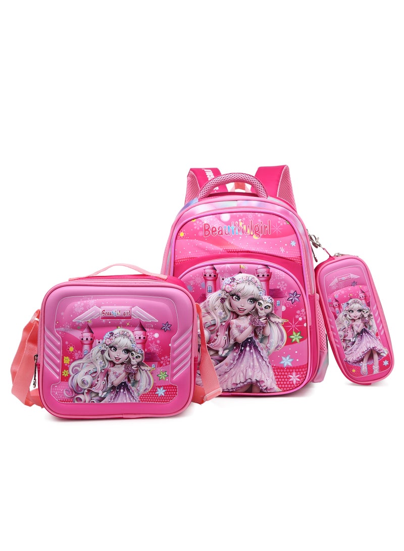 ستارجولد حقيبة ظهر للأطفال مكونة من 3 قطع للفتيات الصغيرات مع حزام قابل للتعديل للمدرسة مقاس 14 بوصة