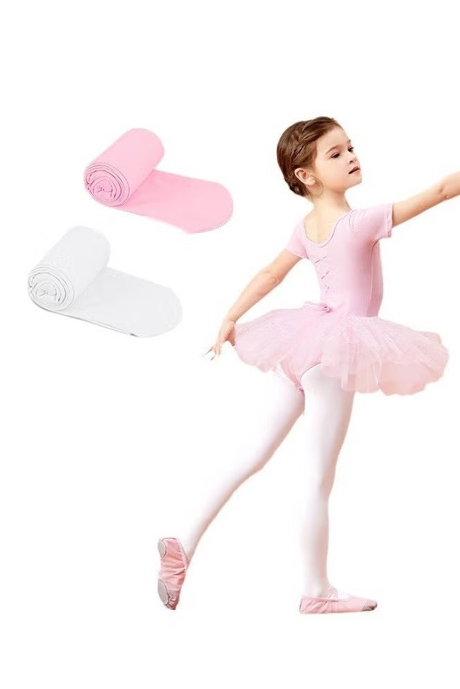زوجان من جوارب الرقص للفتيات، جوارب باليه ضيقة للفتيات | جوارب باليه ضيقة للأطفال، جوارب مرنة ناعمة، زي مدرسي مع جوارب ضيقة، جوارب طويلة للأطفال مناسبة للرقص والأداء（XL） - Image 1