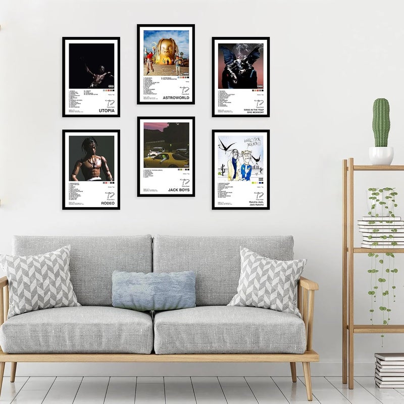 CodersParadise Wood Travis Scott Wall Poster Frames – Pack of 6 | Aesthetic Framed Artwork Prints | 8 × 12 cm A4 Size Decorative Wall Art for Home, Bedroom & Office Décor - Image 4