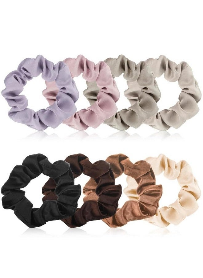 FAMEZA 8 Pack Luxury Satin Hair Scrunchies for Women, Silk Hair Ties, Neutral Hair Scrunchies for Women Girls|multicolor - Image 1