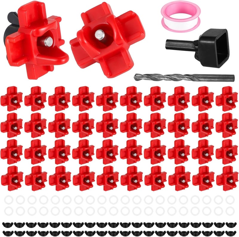 Poultry Auto Water Feeder, 40 Pcs Chicken Water Nipples, Horizontal Chicken Drinker Nipple Kit with Seal Tape Wing Nuts Drill Bit, Leakproof Waterer for Outdoor Chicken Coop - Image 2