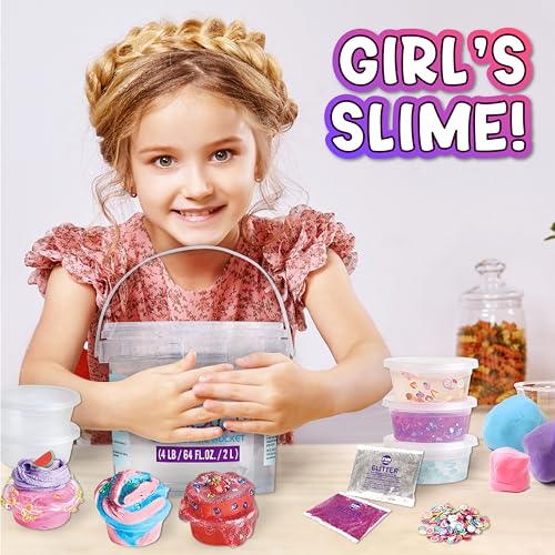 FUN KIDZ 4 LB Huge Glassy Clear Slime Bucket Toy for Kids, FunKidz 64 FL OZ Premade Big Crystal Slime Pack Gift with 29 Sets Add-ins Jumbo Slime Kit for Girls Boys Party Present - Image 3