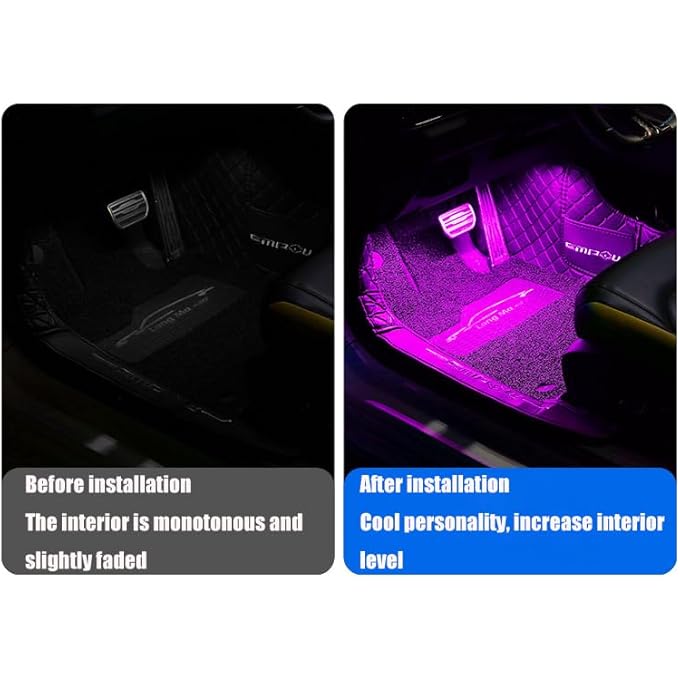 ريحني مجموعة إضاءة داخلية للسيارة 4 في 1 فائقة السطوع من النيون المحيط للسيارات مع منفذ USB ذاتية اللصق لمبة جو داخلية للسيارة عالمية للسيارات الترفيهية والشاحنات والسيارات الرياضية متعددة الاستخدامات باللون الأزرق - Image 4