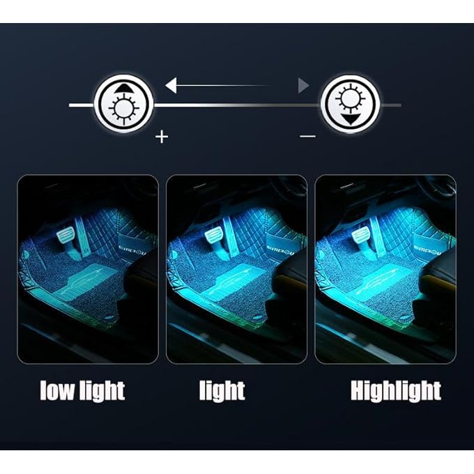 ريحني مجموعة إضاءة داخلية للسيارة 4 في 1 فائقة السطوع من النيون المحيط للسيارات مع منفذ USB ذاتية اللصق لمبة جو داخلية للسيارة عالمية للسيارات الترفيهية والشاحنات والسيارات الرياضية متعددة الاستخدامات باللون الأزرق - Image 3