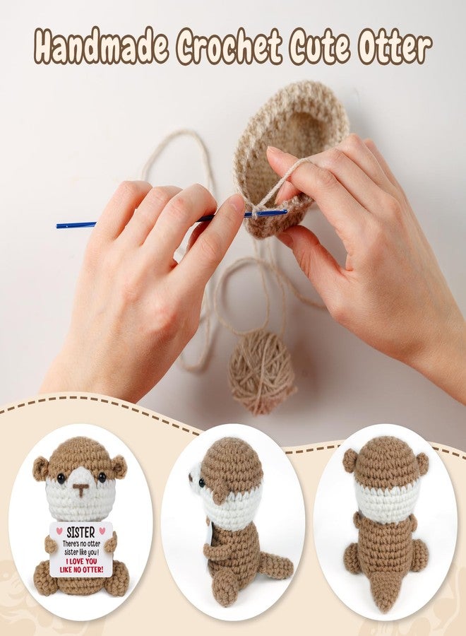 Sayregifty Mothers Day Funny Gifts for Sister, Birthday Gift for Sister, Sisters Gift from Sis, Inspirational Stress Relief Gifts - Cute Handmade Crochet Otter Presents for Sisters. - Image 4