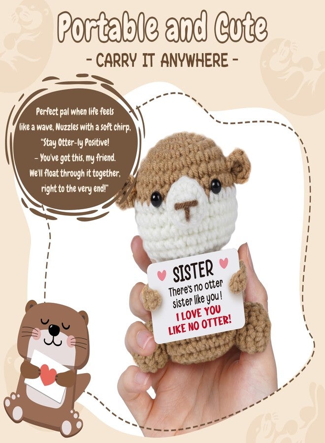 Sayregifty Mothers Day Funny Gifts for Sister, Birthday Gift for Sister, Sisters Gift from Sis, Inspirational Stress Relief Gifts - Cute Handmade Crochet Otter Presents for Sisters. - Image 3