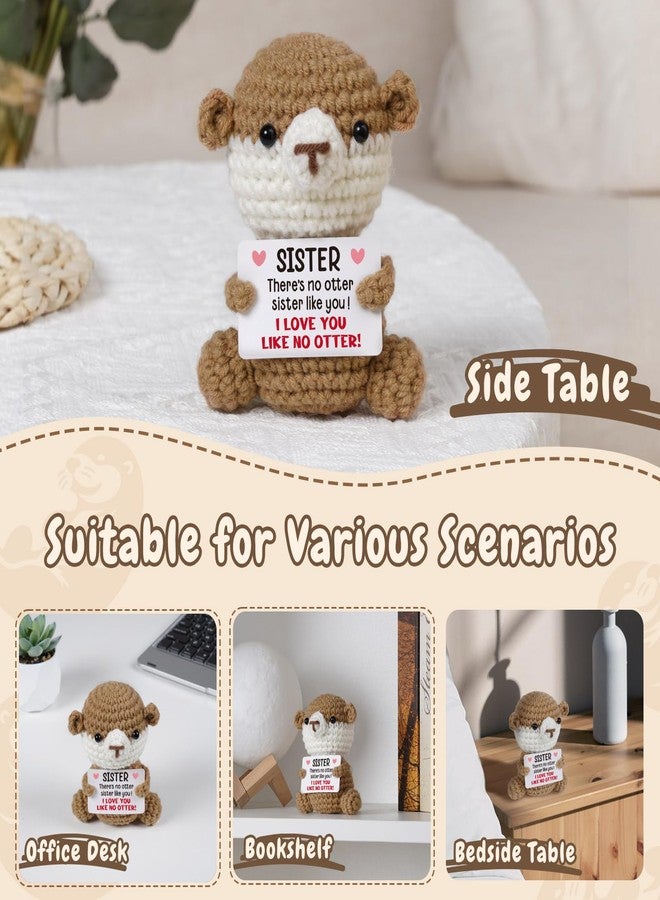 Sayregifty Mothers Day Funny Gifts for Sister, Birthday Gift for Sister, Sisters Gift from Sis, Inspirational Stress Relief Gifts - Cute Handmade Crochet Otter Presents for Sisters. - Image 5