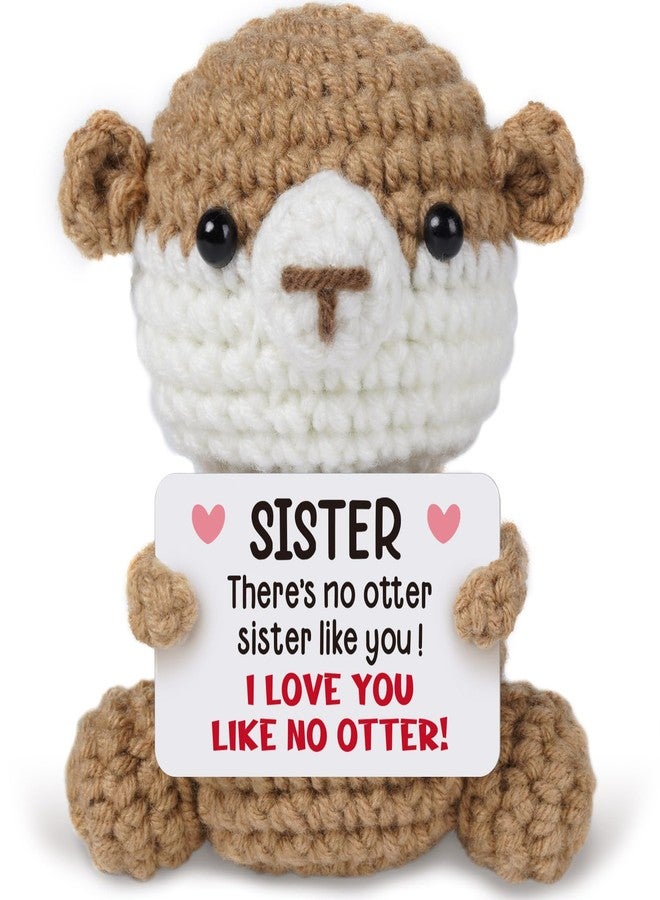 Sayregifty Mothers Day Funny Gifts for Sister, Birthday Gift for Sister, Sisters Gift from Sis, Inspirational Stress Relief Gifts - Cute Handmade Crochet Otter Presents for Sisters. - Image 1