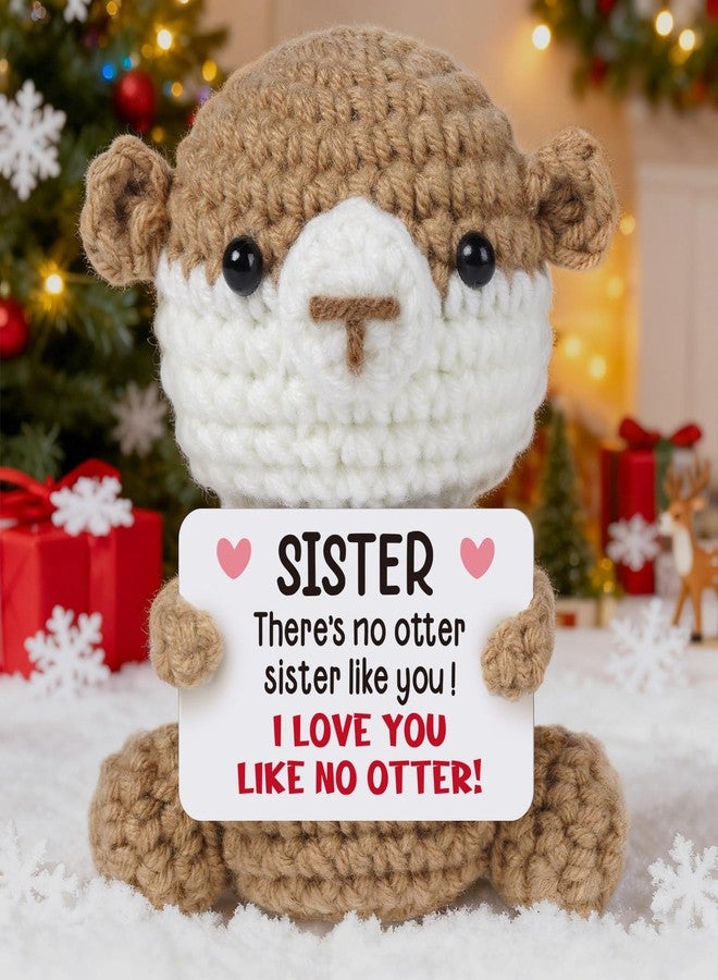 Sayregifty Mothers Day Funny Gifts for Sister, Birthday Gift for Sister, Sisters Gift from Sis, Inspirational Stress Relief Gifts - Cute Handmade Crochet Otter Presents for Sisters. - Image 2