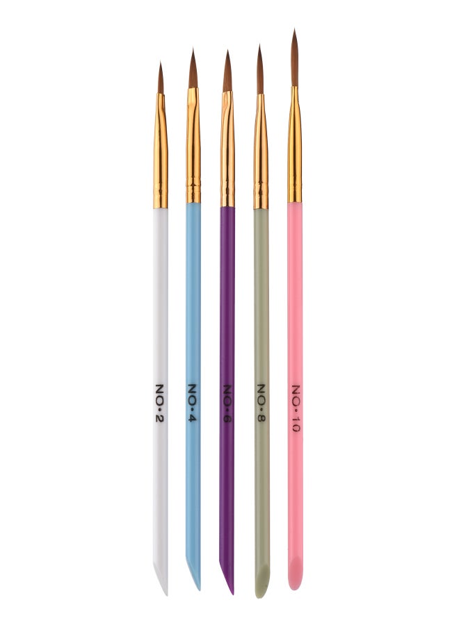 5pcs Acrylic Nail Art Brush Double-ended Nail Painting Pen Set 3D Nail Gel Brushes Nail Carving Pens for Nail Beauty DIY - Image 1