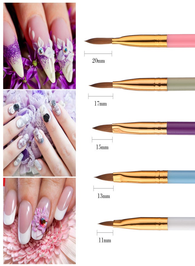 5pcs Acrylic Nail Art Brush Double-ended Nail Painting Pen Set 3D Nail Gel Brushes Nail Carving Pens for Nail Beauty DIY - Image 4