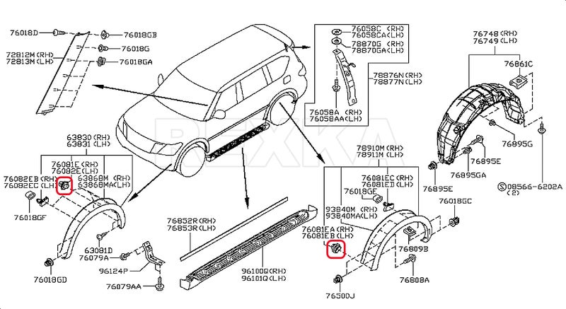 Rexka 30pcs Wheel Arch Fender Flare Moulding Clips 76882-JG10A Compatible with Nissan Infiniti Armada Murano Juke QX56 QX80 - Image 5