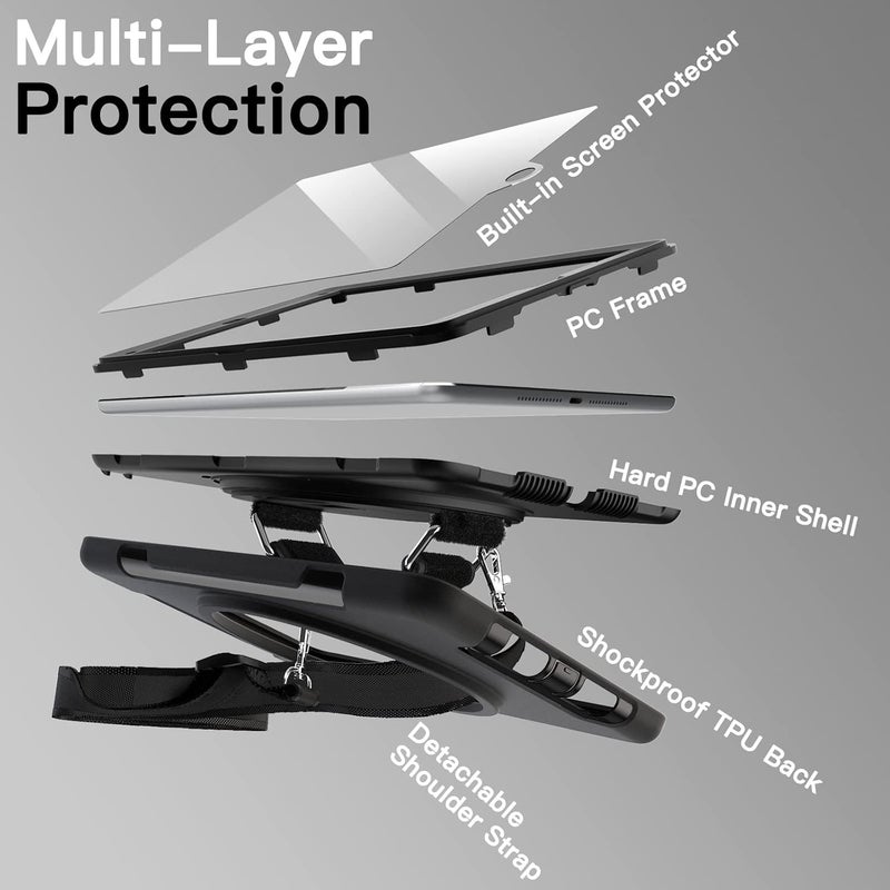 Jetech Case For Ipad 9.7-Inch 6Th/5Th Generation, 2018/2017 Model With Built-In Screen Protector, Protective Shockproof Rugged Tablet Cover, 360° Rotating Hand Strap Stand Black - Image 3