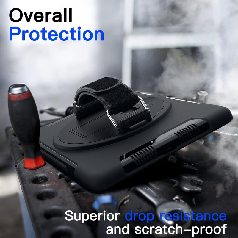 Jetech Case For Ipad 9.7-Inch 6Th/5Th Generation, 2018/2017 Model With Built-In Screen Protector, Protective Shockproof Rugged Tablet Cover, 360° Rotating Hand Strap Stand Black - Image 4