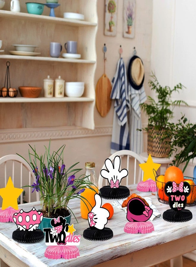 LINGTEER Oh Twodles Birthday Table Honeycomb Centerpieces - Cheers to Girls 2nd Birthday Kids Two Years Old Mouse Themed Party Decorations Sign. - Image 5