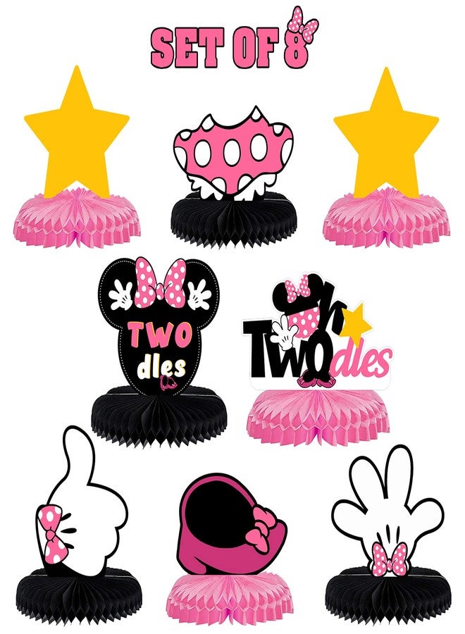 LINGTEER Oh Twodles Birthday Table Honeycomb Centerpieces - Cheers to Girls 2nd Birthday Kids Two Years Old Mouse Themed Party Decorations Sign. - Image 1