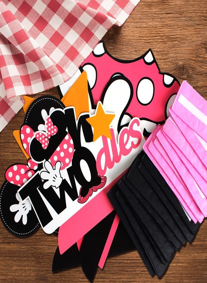LINGTEER Oh Twodles Birthday Table Honeycomb Centerpieces - Cheers to Girls 2nd Birthday Kids Two Years Old Mouse Themed Party Decorations Sign. - Image 2