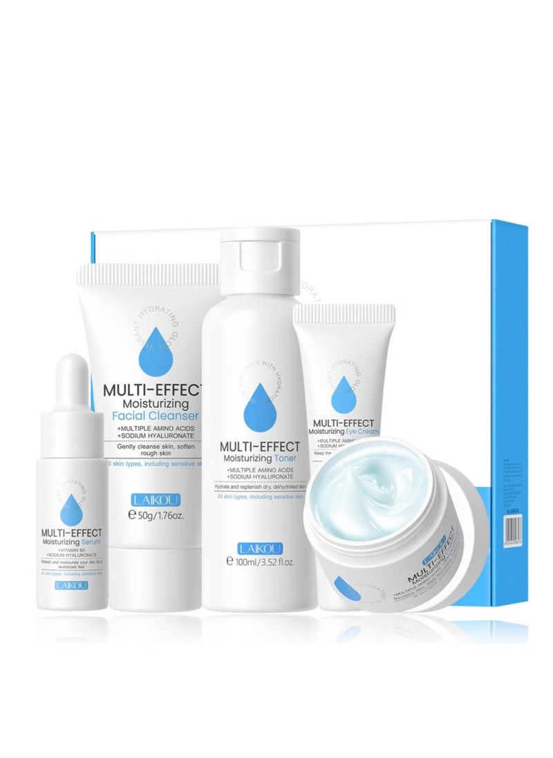 Laikou Hyaluronic Acid Skin Care Set, Multi-Effect Moisturizing Routine Kit for Women, Includes Serum, Cleanser, Toner, Eye Cream & Face Cream, Hydrating Facial Care - Image 1