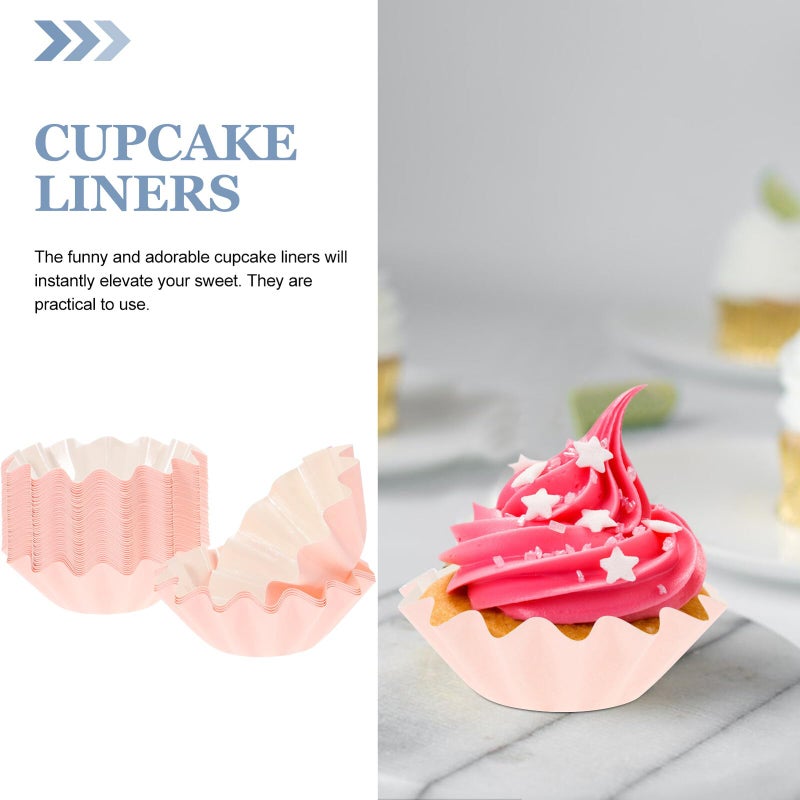 Pink High Temperature Resistant Paper Cupcake Liners 50 Pack Wedding Party Baking - Image 4