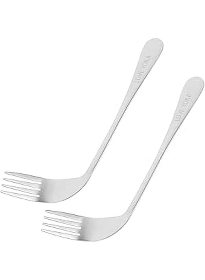 2pcs Elderly Curved Forks Angled Utensils For Patients Self Feeding Easy Eating - Image 1