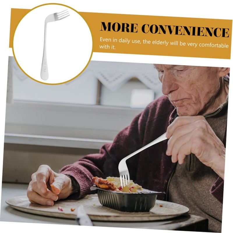 2pcs Elderly Curved Forks Angled Utensils For Patients Self Feeding Easy Eating - Image 3