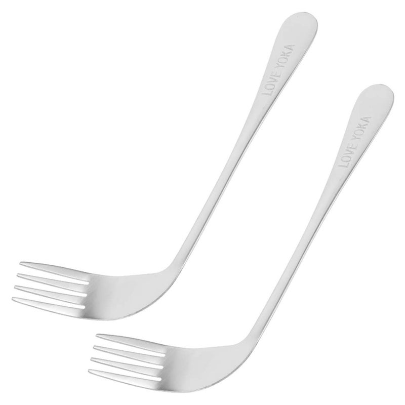 2pcs Elderly Curved Forks Angled Utensils For Patients Self Feeding Easy Eating - Image 2
