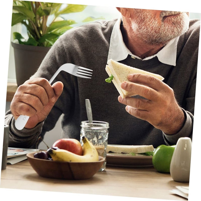 2pcs Elderly Curved Forks Angled Utensils For Patients Self Feeding Easy Eating - Image 5
