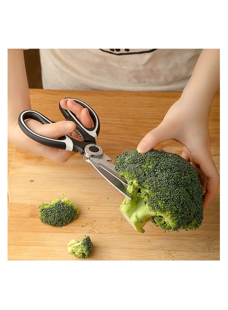Excefore مقص مطبخي من الفولاذ المقاوم للصدأ مع غطاء، مقص متعدد الاستخدامات للمطبخ، المنزل والحديقة للدجاج، الدواجن، السمك، الخضروات، كل ذلك في 1 - Image 3