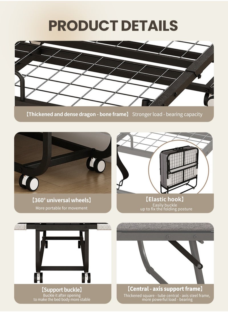 EzzySo - Folding Bed With Memory Foam Mattress, Portable Foldable Guest Beds Strong Sturdy Frame Rollaway Cot For Home And Office 190*78.5*42.5 CM - Image 1