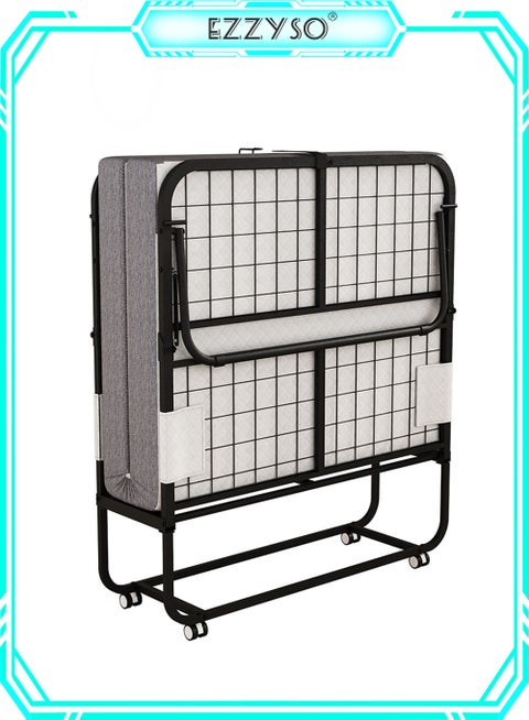 Folding Bed With Memory Foam Mattress, Portable Foldable Guest Beds Strong Sturdy Frame Rollaway Cot For Home And Office 190*78.5*42.5 CM