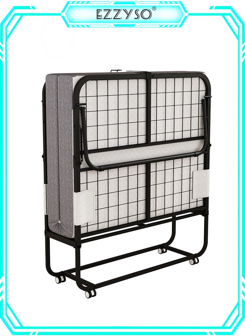 EzzySo - Folding Bed With Memory Foam Mattress, Portable Foldable Guest Beds Strong Sturdy Frame Rollaway Cot For Home And Office 190*78.5*42.5 CM - Image 1