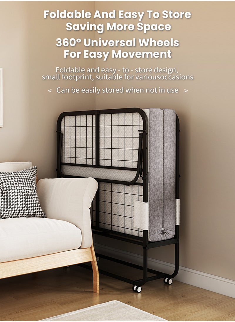 EzzySo - Folding Bed With Memory Foam Mattress, Portable Foldable Guest Beds Strong Sturdy Frame Rollaway Cot For Home And Office 190*78.5*42.5 CM - Image 1